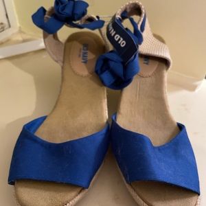 Old Navy Wedge Espadrilles with Ties NWT Royal Blue  Size 8